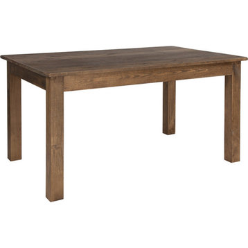 60"x38" Rectangular Antique Rustic Solid Pine Farm Dining Table
