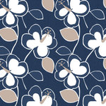 PHF - Bold Flowers in Navy, Taupe and White Wallpaper, Sample - Feel free to order a sample to assist you in matching colors. Samples are approximately 3 feet in length. Samples are nonreturnable. A big, bold contemporary floral will bring joy and color to any room.  This paper will make a statement and is eye-catching and it comes in a variety of different colors.