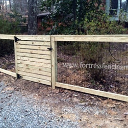 simple post and frame fence with black vinyl coated wire insert - Products