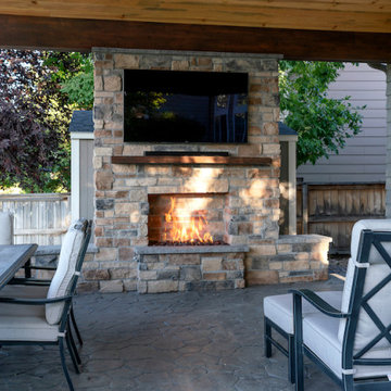 Outdoor Living Space with a Fireplace
