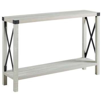 46" Urban Industrial Metal "X" Entry Table, Stone Gray