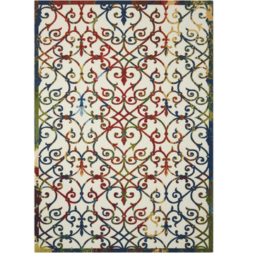 Nourison Home And Garden Rs093 Damask Outdoor Rug, Multicolor, 7'9"x10'10"