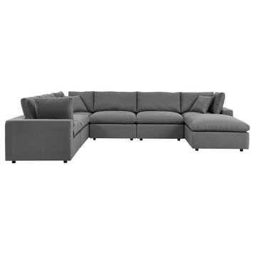 Commix 7-Piece Outdoor Patio Sectional Sofa Charcoal -5591