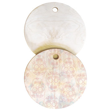 Hello Sayang Nothing Dull About Skulls Cutting Board, Round, Round