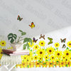 Colorful Butterfly and Blooming Flowers - Wall Decals Stickers Appliques Home Dc