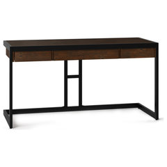 Hollander SOLID WOOD Contemporary 60 inch Wide Desk in Medium Saddle Brown