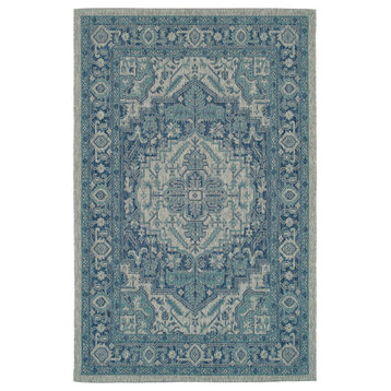 Kaleen Arelow Are01-22 Outdoor Rug, Navy, Teal, Gray, White, 2'7"x4'11"