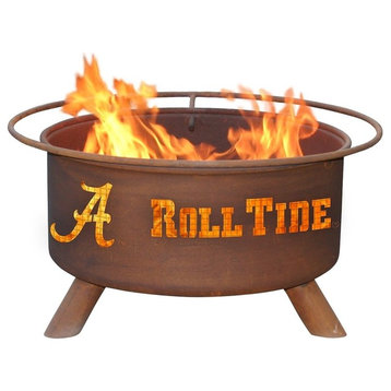 Customizable NCAA Logo Fire Pit, Rust Patina, Alabama