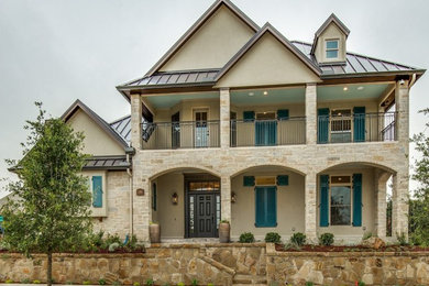 Inspiration for an eclectic two-story exterior home remodel in Dallas