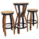Central Coast Creations - Wine Barrel Hourglass Pub Set, Backless Stools - Assembly Required: Please message if this is a problem