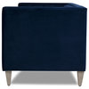 James 74" Modern Tuxedo Sofa, Navy Blue Velvet