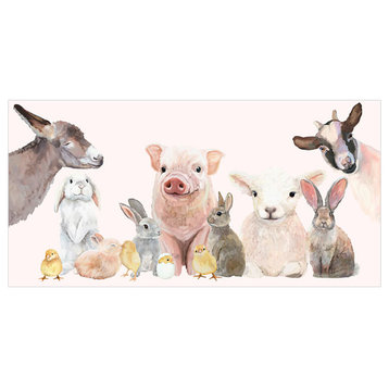 "Spring Animal Babies - Pink" Canvas Wall Art by Cathy Walters