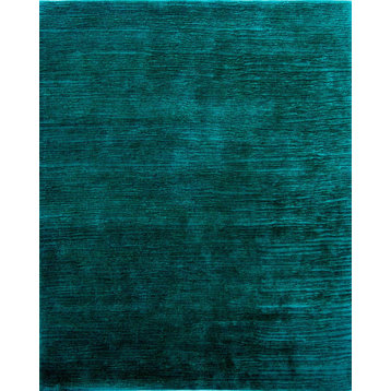 Solid Teal Shore Wool Rug, 10' Round