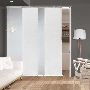 Chauky White-Dappled Iron 4-Panel Track Extendable Vertical Blinds 48-88"x94"