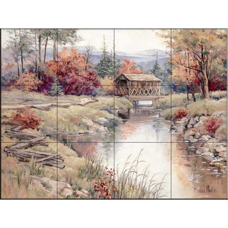 Tile Mural, Blue Mountain River by Barbara Mock