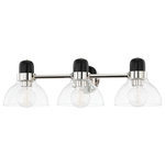 Mitzi by Hudson Valley Lighting - Camile 3-Light Bath Bracket, Polished Nickel - A modern industrial muse, Camile draws inspiration from the classic bistro light. Contemporary accents like the open, exaggerated shade allow light to flow freely, giving the piece a natural mystique. A soft black finish is accompanied by aged brass or polished nickel, providing a two-tone effect that is offset by hand-blown glass.