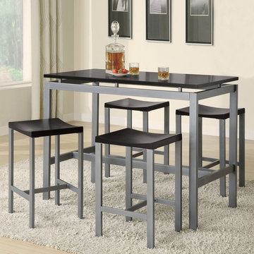 Coaster Furniture Atlus 5 Pieces Dining Set in Black/Silver