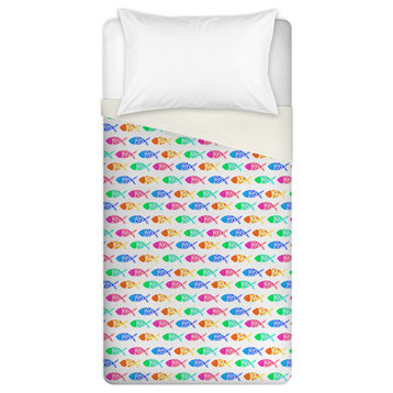 Colorful Fish Pattern Twin Duvet Cover