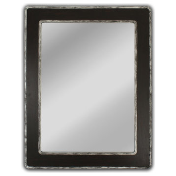Reflection Vertical Hanging Wood & Iron Silver/Black Rectangle Wall Mirror