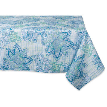 DII Blue Watercolor Paisley Print Outdoor Tablecloth