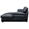 Sunset Trading Jayson 115" Modern Top-Grain Leather Sofa with Chaise in Black