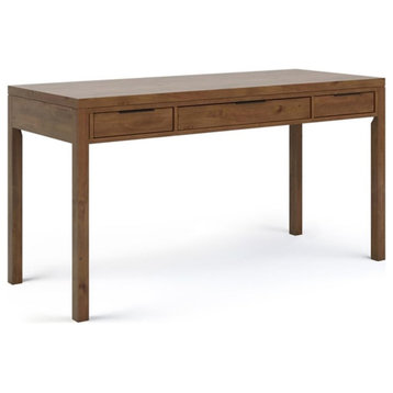 Pemberly Row Solid Wood Contemporary 60 " Desk in Medium Saddle Brown