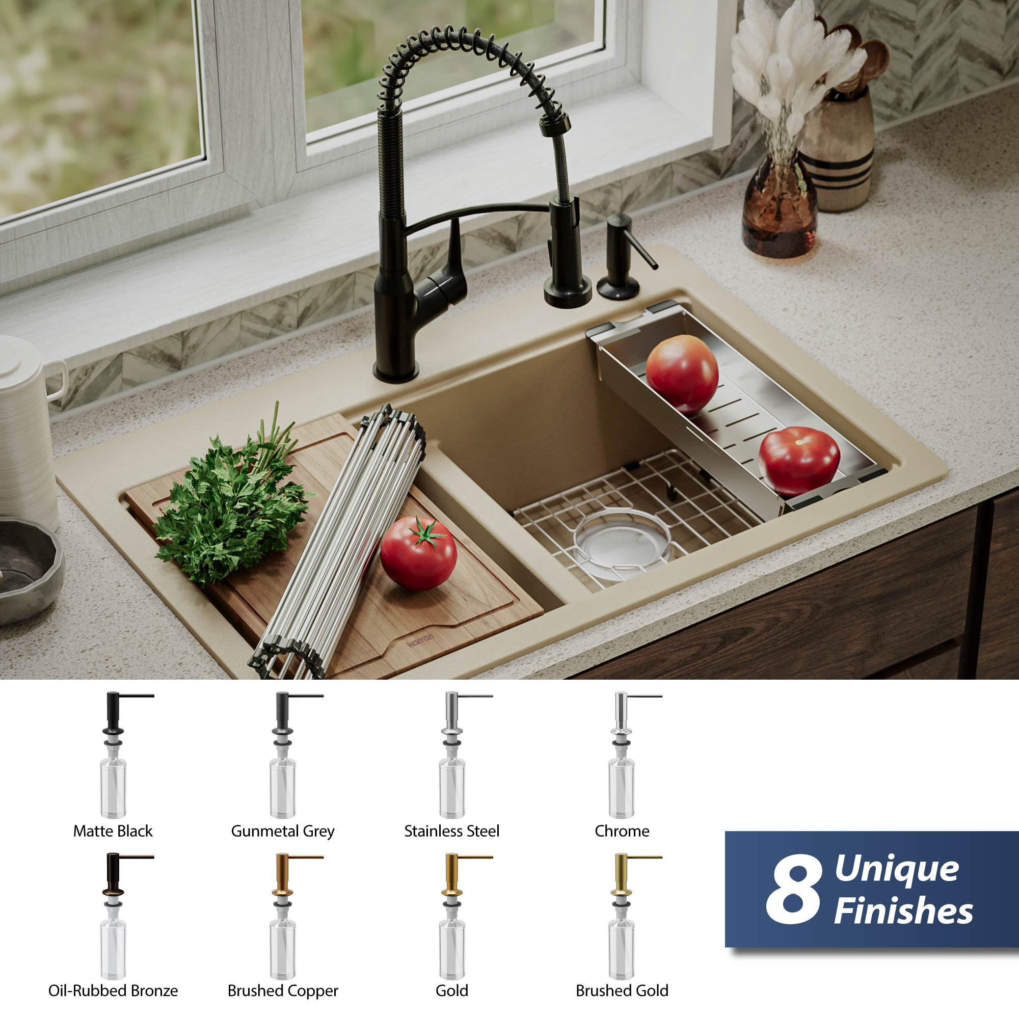 Karran SD35 Kitchen Soap/Lotion Dispenser, Matte Black