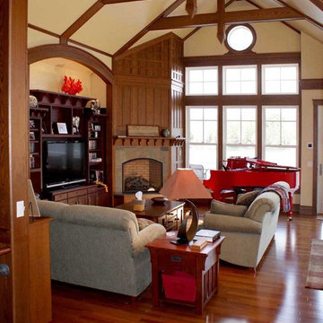 Gorgeous beam and vaulted sitting room