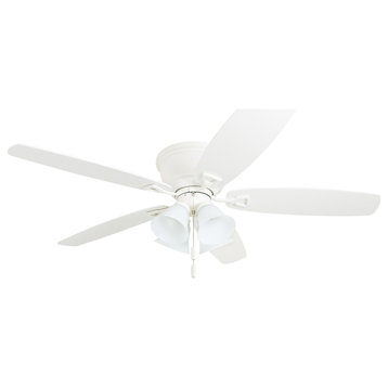 Honeywell Glen Alden Low Profile Ceiling Fan, 52 Inch, White, 4 Light