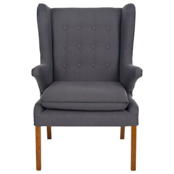 Andy Arm Chair, With Buttons Steel Gray