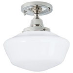 Norwell Lighting - Nwell Lighting 5361F-PN-SO hoolhouse - One Light Flush - The lamp of this flush mount extends away from theSchoolhouse One Ligh Polish NickelUL: Suitable for damp locations Energy Star Qualified: n/a ADA Certified: n/a  *Number of Lights: 1-*Wattage:100w E26 Edison bulb(s) *Bulb Included:No *Bulb Type:E26 Edison *Finish Type:Polish Nickel