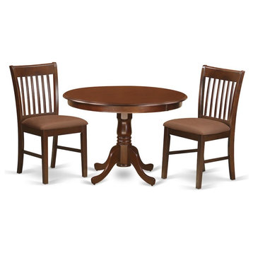3-Piece Set With a Kitchen Table and 2 Dinette Chairs, Mahogany