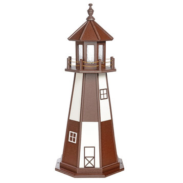 Cape Henry Hybrid Lighthouse, Brown & White, 4 Foot, Solar, No Base