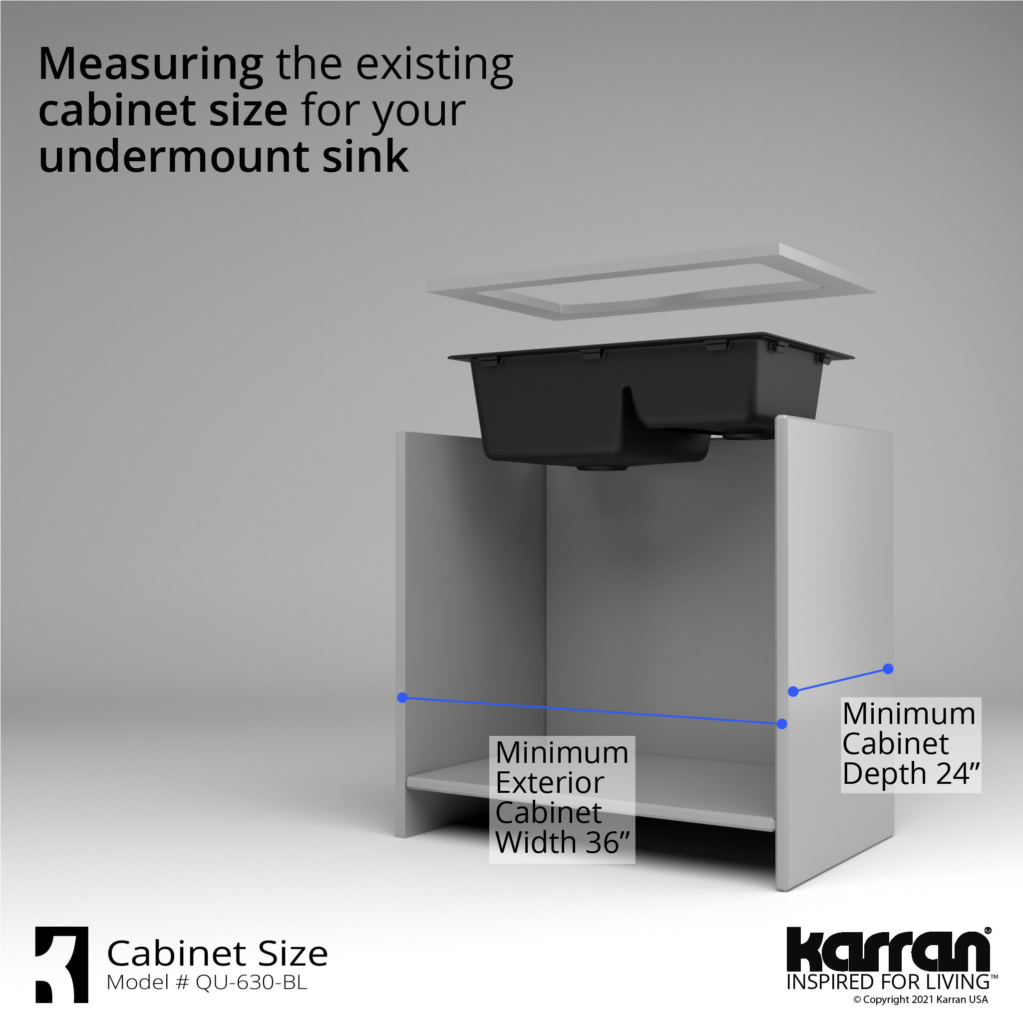 Karran Undermount Quartz 32" 60/40 Double Bowl Kitchen Sink, Black