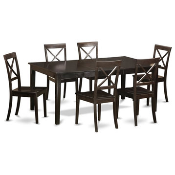 East West Furniture Henley 7-piece Dinette Table and Chair Set in Cappuccino