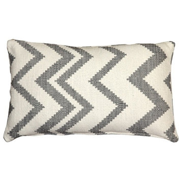 Pillow Decor - Lorenzo Zigzag Gray 12 x 20 Throw Pillow