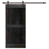 TMS Mid-Bar Barn Door With Black Sliding Hardware Kit, Charcoal Black, 24"x84"