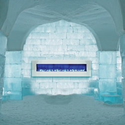 Amantii Wall Mount / Built In Electric Fireplace 72" White Glass Surround - Indoor Fireplaces