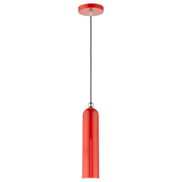 Livex 46751-72 1-Light Shiny Red Pendant, Shiny Red