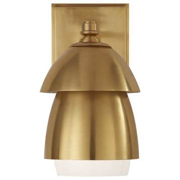 Whitman Small Wall Sconce, 1-Light, Hand-Rubbed Antique Brass, 8.5"H