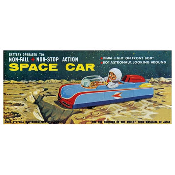 "Space Car" Digital Paper Print by Retrobot, 26"x14"