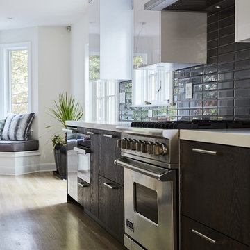 Stacked Glass Subway Tile Backsplash | Milton Point Renovation