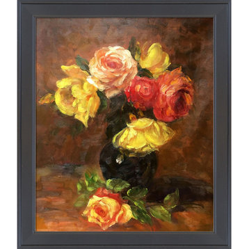 La Pastiche White and Pink Roses with Gallery Black, 24" x 28"
