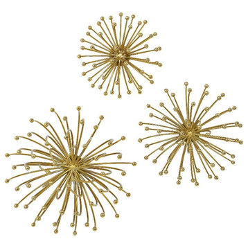 Uttermost Aga Contemporary Metal Wall Decor in Plated Gold (Set of 3)