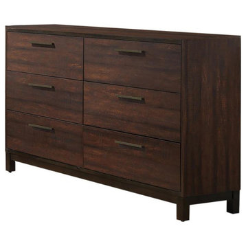 Wood Dresser with 6 Drawers, Rustic Tobacco