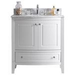 LAVIVA - Estella Single Vanity, White, 32" - The Estella offers a distinct transitional look to your bathroom, which translates to a classic and timeless design. This furniture-style vanity features intricate lines that are simple yet sophisticated, and boasts rounded edges and curves. In addition, the countertop has an eye-catching double-edge detail.