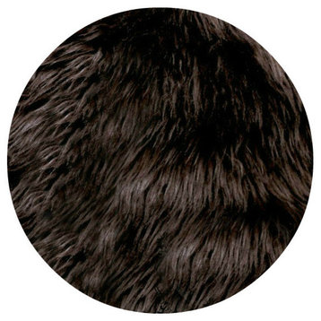 Fur Accents Round Area Rug Premium Shag Faux Fur, Sable Brown, 30"