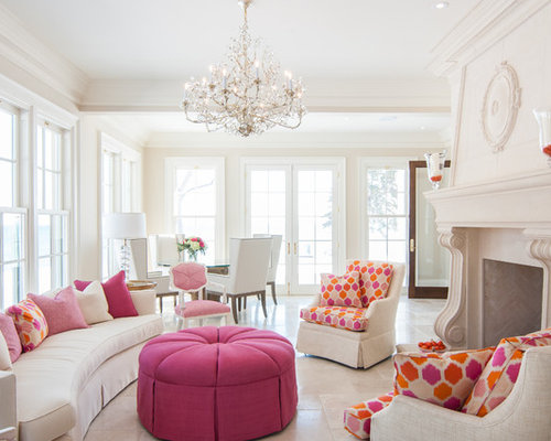 900 Pink And Orange Living Room Design Ideas & Remodel Pictures | Houzz