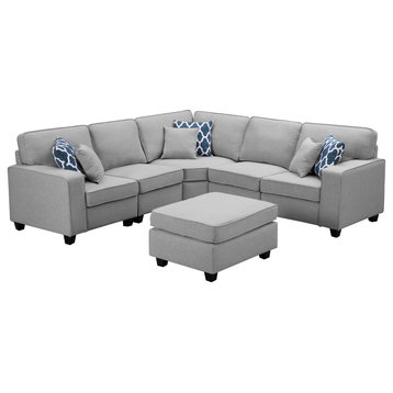 Sonoma 6Pc Modular Sectional Sofa Ottoman, Light Gray Linen