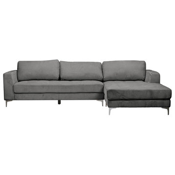 Agnew Contemporary Microfiber Right Facing Sectional Sofa, Gray